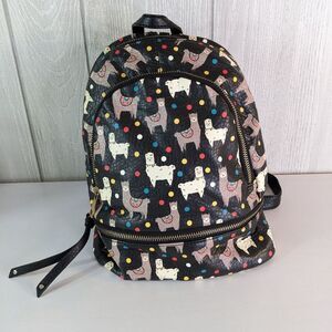 LD Backpack Purse Black Lama Design Faux Leather EUC